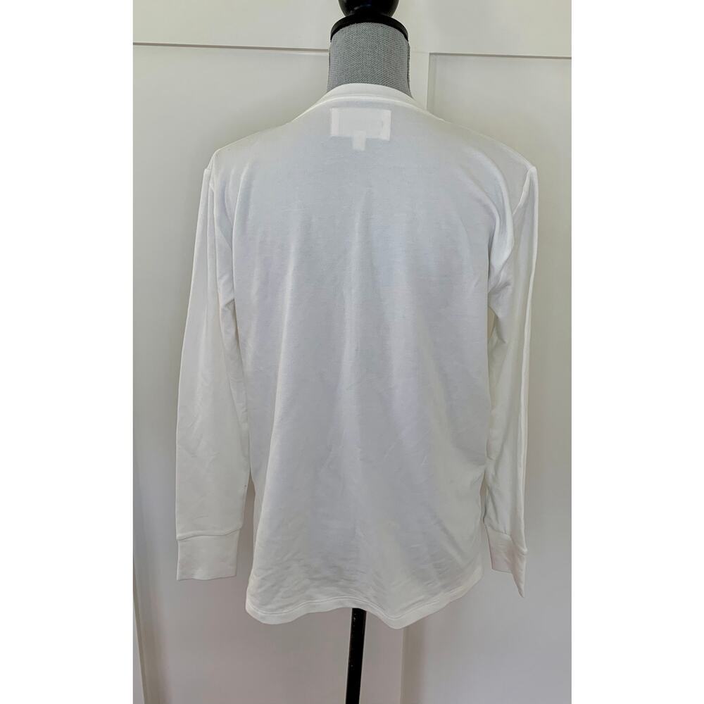 Wheat V-Neck T-Shirt Top in White Small Pullover Tee Knit Boho Retro Y2k 90s 80s - Picture 2 of 5